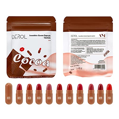 Juego de lápiz labial de 10 piezas con diseño de mini cápsula de chocolate, brillo de labios con textura de mousse, lápiz labial mate hidratante y sed
