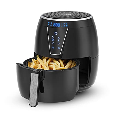GRIFEMA GC2002 Freidora sin Aceite 4.5L/1500W con Pantalla LED Táctil, Freidora de Aire Caliente con 8 Preajustes de Circulación Rápida de Aire, Tiemp