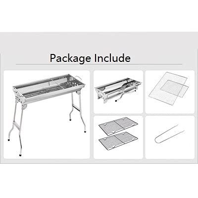 QIFFIY Barbacoa Carbon Barbacoa Carbón Herramienta de la Barbacoa de la Parrilla del carbón de leña de Acero Inoxidable al Aire Libre. Barbacoa Parque