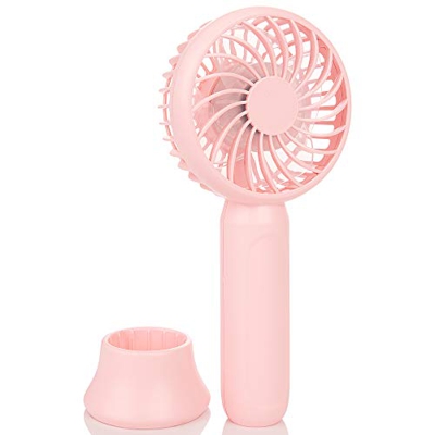 COMLIFE Ventilador Portátil de Mano Mini de Escritorio con Batería Recargable Ventilador Personal con Base Extraíble 3 Velocidades para Hogar, Oficina