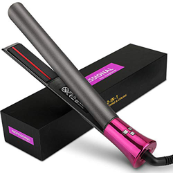 Plancha cabello iones negativos para rizar y alisar 2en1 plancha para alisar el cabello con elemento calefactor de cerámica infrarroja pantalla LCD de características