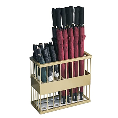 HCYY Estantes para sombrilla Soporte para sombrilla Interior Dorado, Tienda de Hotel, Oficina, Salón, Pasillo, Soporte para sombrilla de Hierro, Canas
