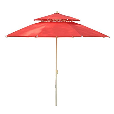 XMcKJ Sombrillas Sunbrella, 2.4M Doble Top Patio Paraguas, Jardín con Mecanismo de inclinación, Paraguas de Playa, Tercera Marcha Ajustable, Doble Cap