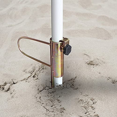 IGFEYE Pie de sombrilla con mango, soporte para sombrilla de playa, soporte para sombrilla de metal para playa, pesca, jardín, aire libre, viajes, diá