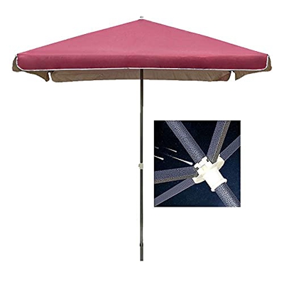 Sombrillas Sunbrella, Jardín rectangular de 2mx2m, paraguas de playa estable, altura ajustable, costillas de acero negro, sombrilla al aire libre para