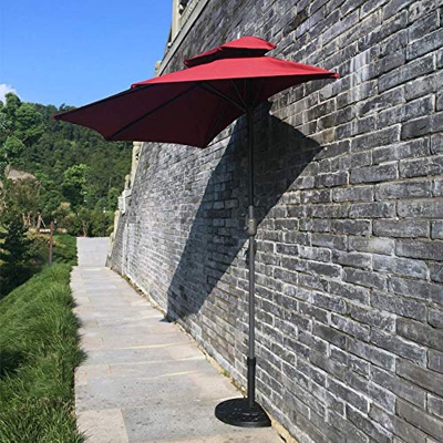 Sombrillas Sunbrella, 2.7m (9 pies) Patio exterior semicircular con manivela, mecanismo de cigüeñal, dos seguros semicirculares de doble capa, base no