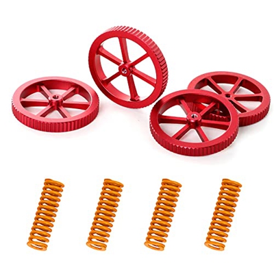 Creality 3D impresora Kit de con 4 tuercas niveladoras de giro a mano rojas mejoradas y 4 resortes de nivel de cama de 20 mm compatibles con la mayorí