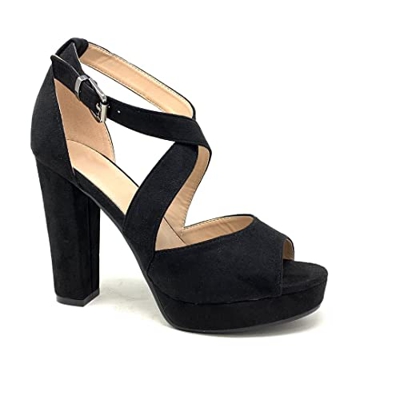 Angkorly - Zapatillas Moda Sandalias Tacón escarpín Tacones Altos Plataforma Matrimonio Ceremonia Mujer Correas Cruzadas básica básica Tacón Ancho Alt
