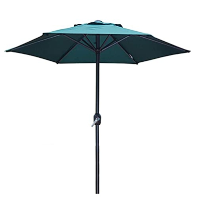 Sombrillas Sunbrella, Jardín de 2 m, paraguas de patio de mercado de hierro al aire libre, con manivela, 6 costillas, sombra al aire libre y protecció