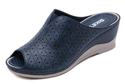 Zuecos Cuero para Mujer Azul 41 EU (Tamaño de la etiqueta 42) precio