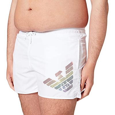Red Emporio Armani Swimwear Boxer Rainbow Eagle Traje de baño, Navy Blue, 46 para Hombre