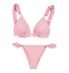 Conjunto de Bikini de Dos Piezas para Mujer Traje de baño Acolchado con Volante con Volantes en la Parte Superior XXS-M - Traje de baño Diseño Italian precio
