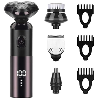 Afeitadora eléctrica,afeitadora impermeable para hombres, recortadora de precisión, afeitadora rotativa, cepillo de limpieza facial, recortador de bar