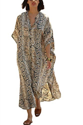 YouKD Cárdigan de Verano para Mujer Maxi Vestido Bohemio Beach Coverup Robe Kimono Largo Talla única