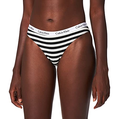 Calvin Klein Bikini Estilo Ropa Interior, Rainer Stripe_Snow Heather, XS para Mujer