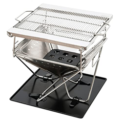 Wangfybd Parrilla de Barbacoa portátil Estufa de leña, Parrilla Plegable de Acero Inoxidable para Acampar al Aire Libre, Limpieza extraíble/Hebilla Fi características