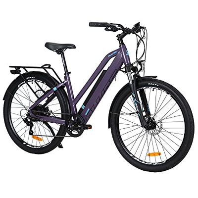 TAOCI Bicicleta eléctrica Trabajar de cercanías para Mujeres y Adultos, 27,5" 36 V 250 W Shimano Batería de Litio extraíble de 7 velocidades La Bici m
