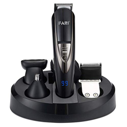FARI Juego de recortadores de barba, cortapelos recargable, recortador de nariz y kit de afeitadora corporal (Negro) características