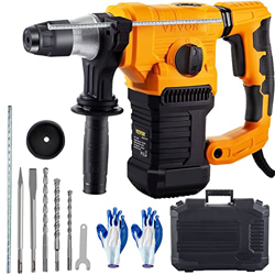 VEVOR Martillo Perforador 1500W, Taladro Percutor 4 Funciones 7.4J, Martillo Ligero Comb 0-850 RPM, 13A 32mmIncluyendo Cinceles y Brocas con Caja Port precio