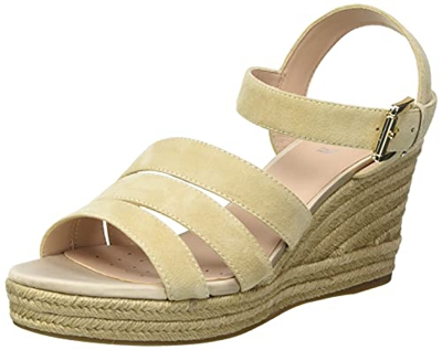 Geox D Soleil C, Sandalias de cuña Mujer, Arena, 37 EU