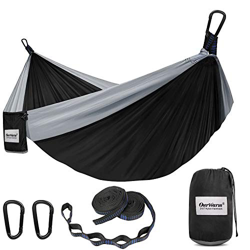 OurWarm Hamaca portátil doble y individual, soporta hasta 600 kg, con 2 correas de árbol, hamaca de nailon con bolsa para exteriores, jardín, playa, 1 en oferta