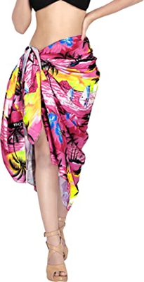 LA LEELA Resaca del Bikini Falda Hula Aloha Traje de baño Encubrir Pareo Nos Vista 2X Rosa