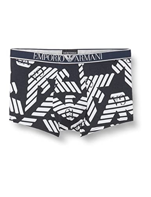 Emporio Armani Sparkle Eagle Microfiber Bañador, Azul Marino/Plateado, M para Hombre