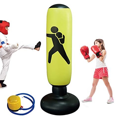 Saco de Boxeo Inflable para niños ,Sacos de Suelo para boxeo160 cm, Columna de Boxeo, Hinchable, para Practicar Karate, Taekwondo, descompresión, con 
