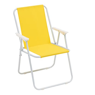 Silla plegable de playa, silla de camping, jardín, playa, piscina, silla de exterior, color amarillo, 52 x 44 x 76 cm