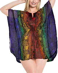 LA LEELA Diseño de la Flor Multicolor de Gasa Estampada caftán Encubrir/Multi túnica en oferta
