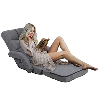 FLOGUOOR Sillon Lectura 3-en-1 Plegable, Silla de Piso Ajustable en 14 Posiciones, Sofa Suelo con Respaldo para Dormir Solo, Silla de Suelo Plegable (