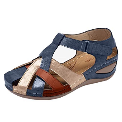TWIOIOVE Sandalias Mujer Verano Cuña Sandalias Cerradas Cómodos Casual Zapatos de Playa Informales para Mujer, Sandalias Bohemia Moda Casual Ocio de A