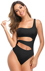 SHEKINI Mujer Chic Asimétrico Traje de baño de Una Pieza Elegante Halter Cutout Ajustable Slim Abdominal Contrôle Bañador Bañador de Una Pieza de Play precio