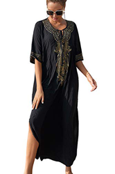 L-Peach camisón de Manga Corta Suave para Mujer Vestido de Playa Kaftan encubrimientos características