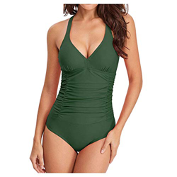 Bañadores Mujer Trajes de Baño Una Pieza,Retro Halter Elegante Monokini Bañador Push Up Natacion Reductor Color Sólido Ropa con Relleno Traje Control  características