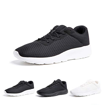 Zapatillas de Running Hombre Mujer Deportivas Casual Gimnasio Zapatos Ligero Transpirable Sneakers Negro Blanco 43 EU