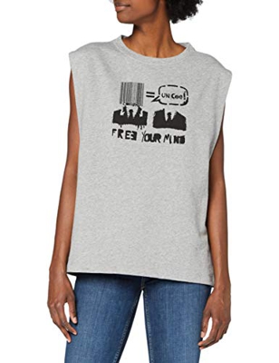 Calvin Klein Box tee-Graffiti Salida de Bao, Gris, S para Mujer