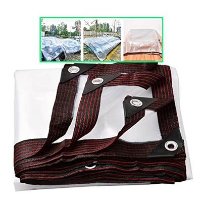 FTFTO Tarp Outdoor Clear Tarp Curtain Waterproof Wind-Proof 5 Mil Transparent Vinyl for Patio Pergola Garden Canopy with Grommets Strengthen The Edges