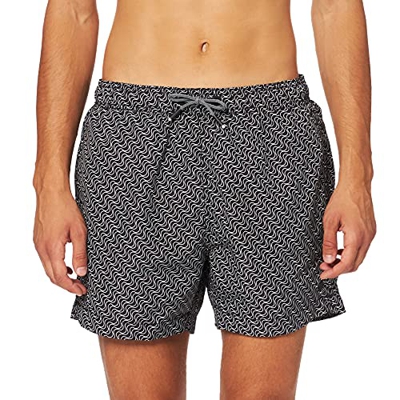 Superdry SD Studios Swim Short Pantalones Cortos para Tabla, Wavy Line Black, M para Hombre