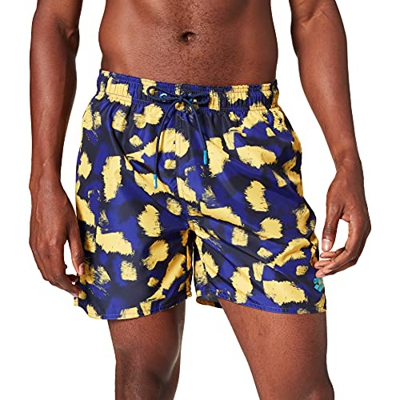 ARENA M Fundamentals Allover Boxer Swim Trunks, Navy Multi, Mens