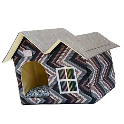Casa para Gatos Techo de Lona Resistente al Agua, Refugio para Gatitos de Cuatro Estaciones para Mascotas Interior y Exterior Resistente Intemperie pa