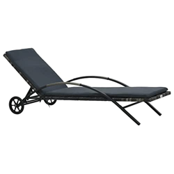 vidaXL Tumbona con Cojín y Ruedas Reclinable Sillón Mueble Exterior Patio Sofá Cama para Cerca de Piscina Terraza Balcón Ratán Sintético Antracita en oferta