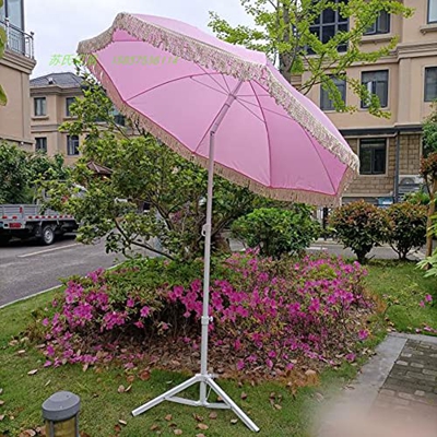 ACXZ Sombrilla de jardín con Flecos Boho inclinable 200 cm, sombrilla de jardín al Aire Libre para césped/Boda/terraza, sombrilla de Playa Rosa (sin B