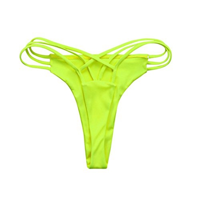 Fossen Brasileno Bikini Tangas Mujer Playa Traje de baño Bikinis Bottoms (S, Amarillo Fluorescente)