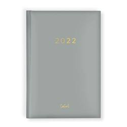•Casterli - Agenda Anual 2022 Basic Edition, Día página - Básica pastel. (Gris) con tapa forrada y acolchada, las letras 2021 stamping en dorado. Con  características
