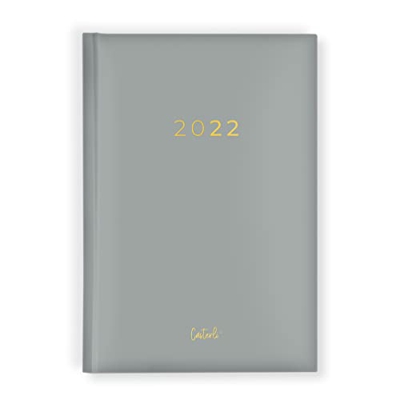 •Casterli - Agenda Anual 2022 Basic Edition, Día página - Básica pastel. (Gris) con tapa forrada y acolchada, las letras 2021 stamping en dorado. Con 