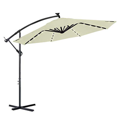 LZQ Sombrilla de aluminio para balcón, jardín, 300 cm, para terraza, mercado, playa, con manivela y protección UV 40+, para jardín, terraza, balcón (3 precio