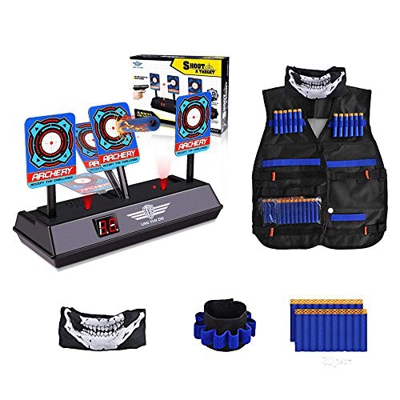 Objetivo digital electrónico, chaleco táctico para niños para balas de recarga de la serie nerf gun n-strike elite, chalecos tácticos, muñequeras, obj