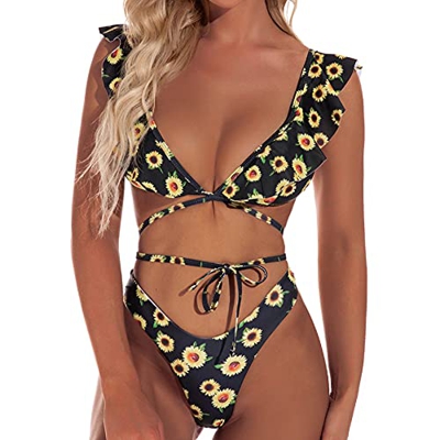 UMIPUBO Mujer Conjunto De Bikini Push Up Ropa De Playa Bikini de Triángulo Bikini Mujer Acolchado Dos Piezas Traje de baño Bañador Bikini Sets (C, L)
