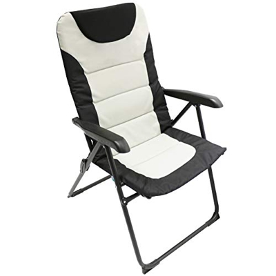 Homecall - Silla de jardín plegable acolchada con respaldo ajustable (negro/crema)